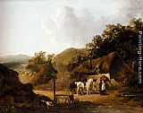 Famous Village Paintings - Taking Refreshments Outside A Village Inn